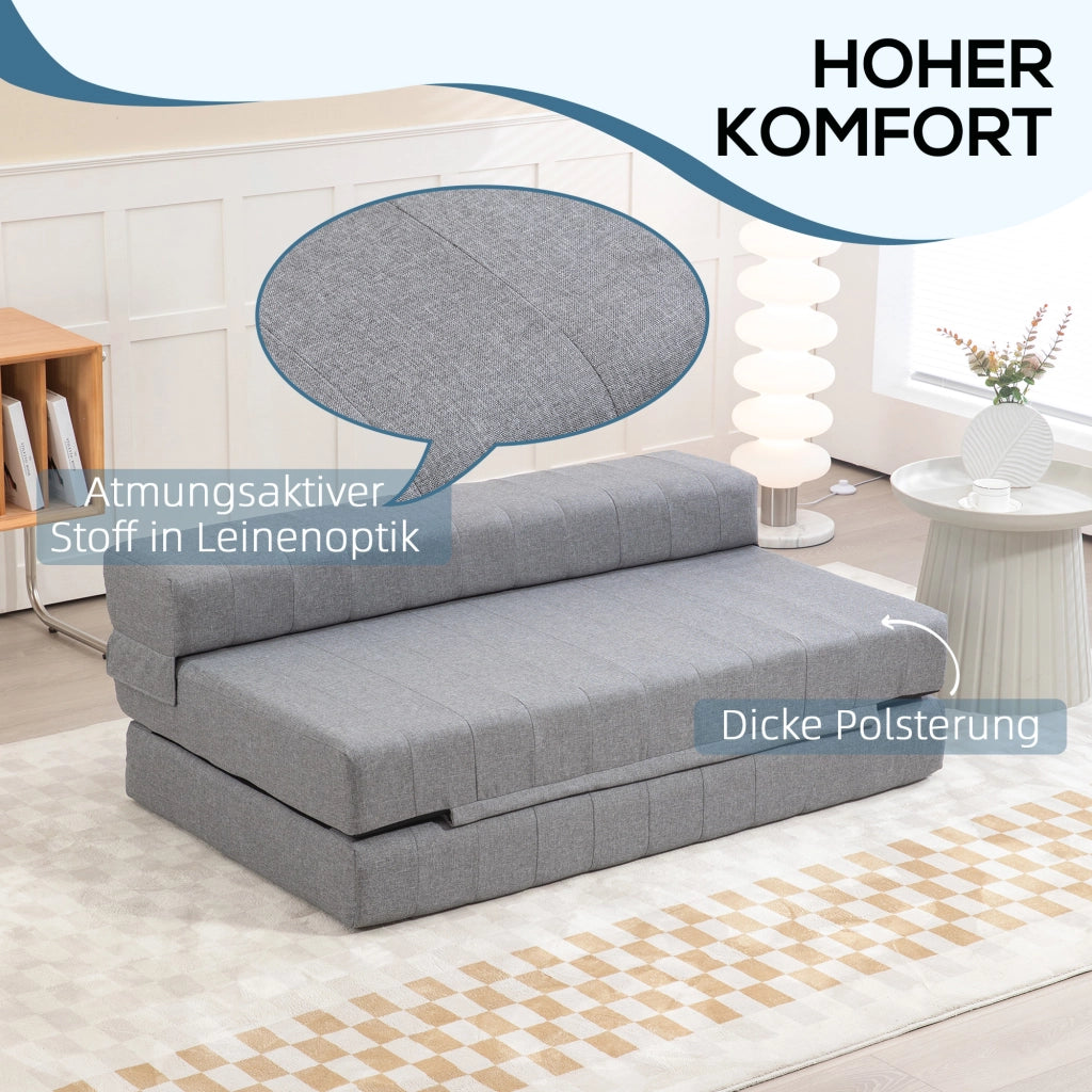 DIVANO LETTO Pieghevole 138x80x50 cm Grigio in Poliestere
