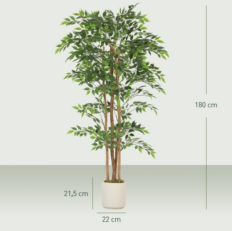Albero artificiale banyan 75 x 75 x 180 cm verde, tronco in legno, senza montaggio