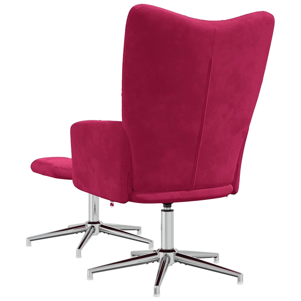 Poltrona Relax con Poggiapiedi Rosso Vino in Velluto 328133