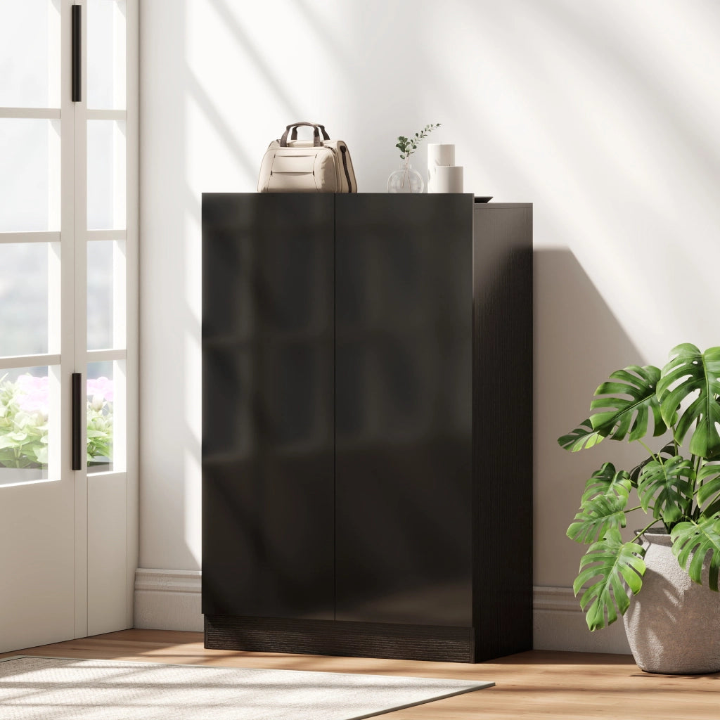 Scarpiera con ante e ripiani regolabili ¨C zephmum ¨C nero brillante 80x30x100 cm
