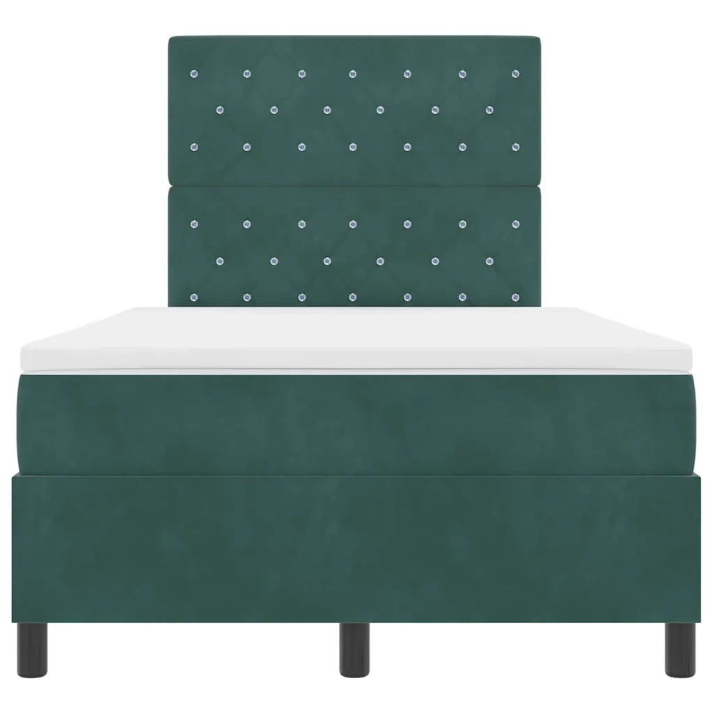 Letto a Sorgente LED Verde Scuro 120 x 200 cm Velluto 3343241