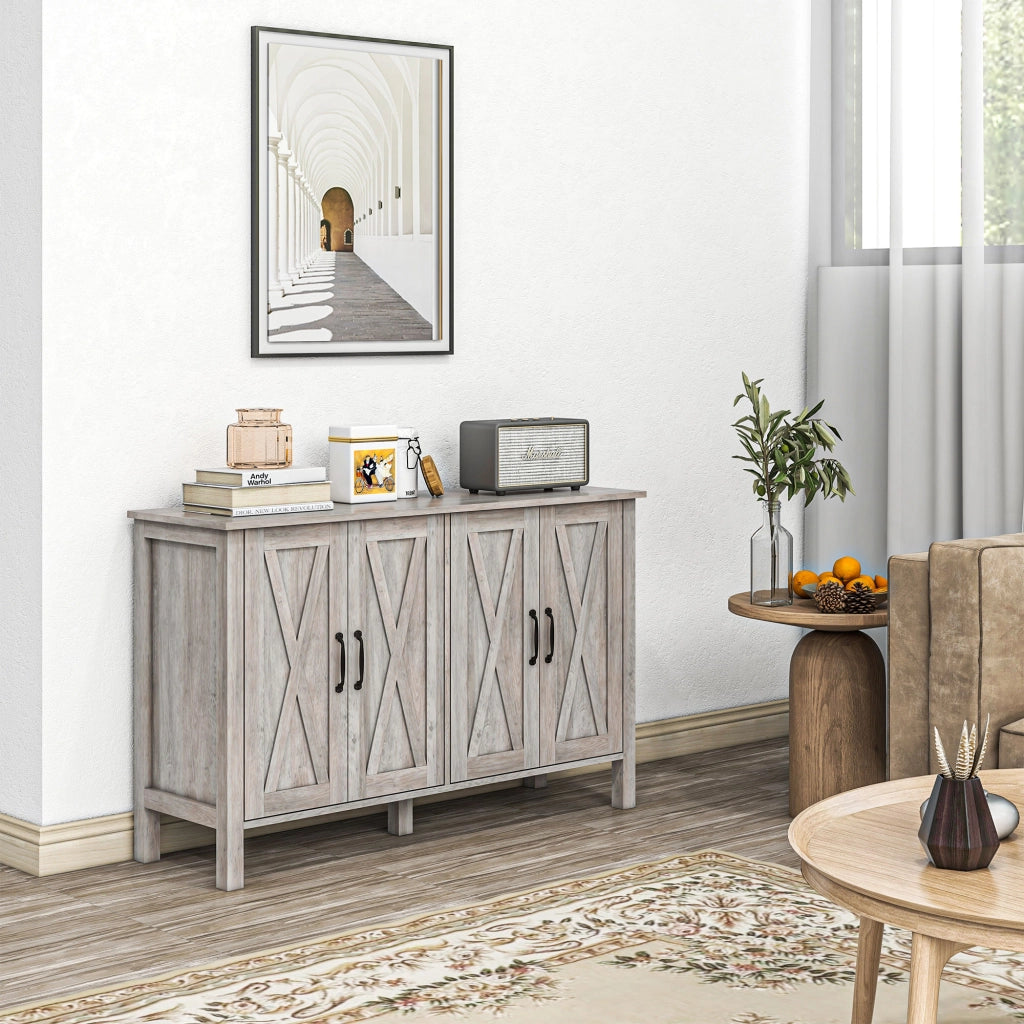 Mobiletto Multiuso con 4 Ripiani Regolabili ¨C zephmum ¨C Legno, Grigio, 120x37x75