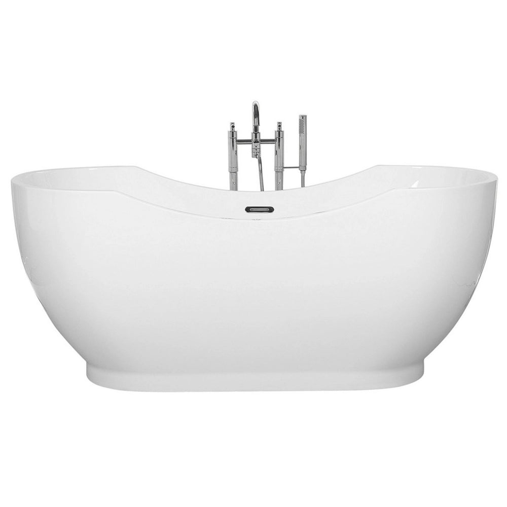 Vasca freestanding in acrilico sanitario bianco lucido singolo 169 x 77 cm ovale dal design moderno
