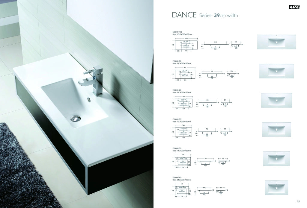 Lavabo per mobile a una vasca 60 cm Lavabi per mobile 62 x 17 x 40 cm