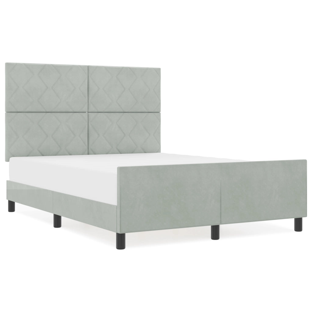 Letto Grigio Chiaro 140x190 cm Velluto