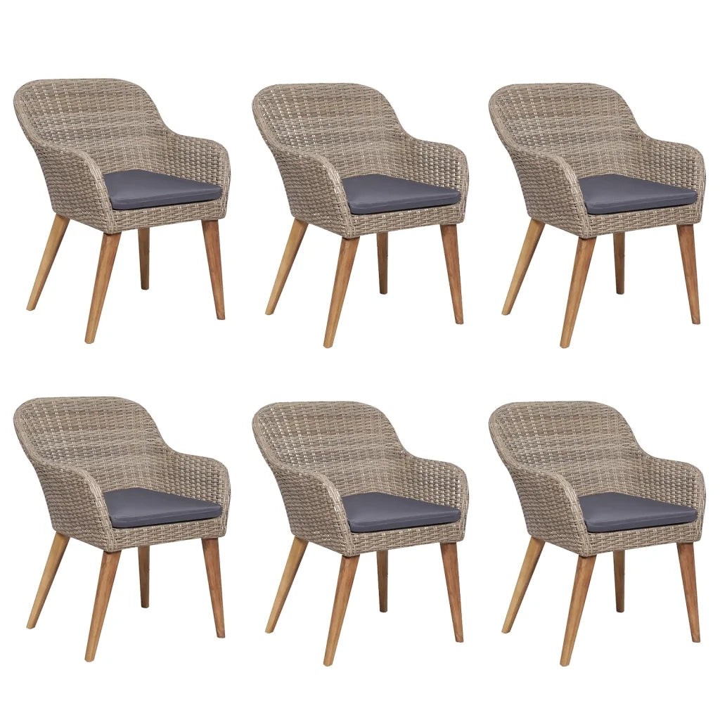 Set da Pranzo da Giardino 7 pz con Cuscini Marrone cod mxl 40042