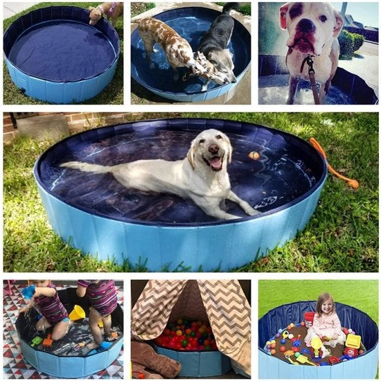 Piscina per bambini e animali domestici pieghevole (L: 80 x 20 cm) - Materiale ecocompatibile, PVC antiscivolo per giardino e terrazza