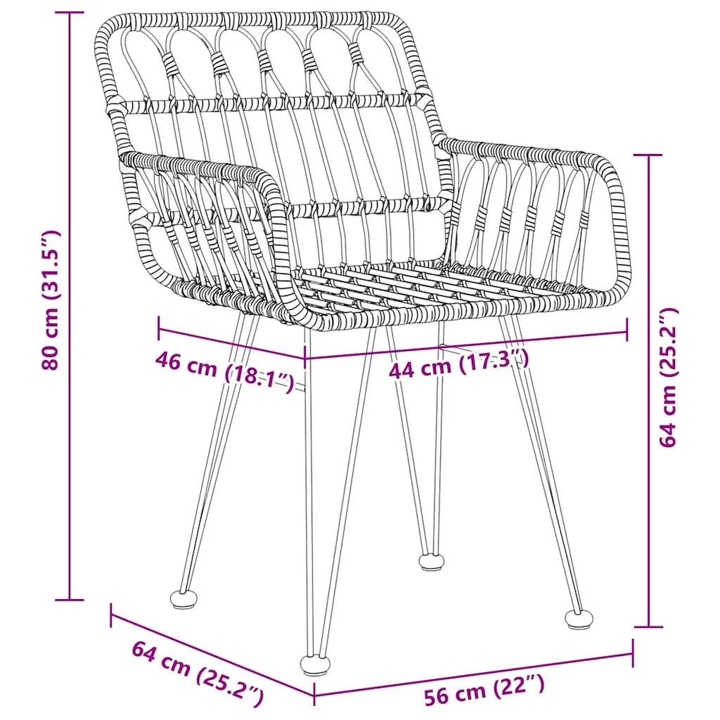 Set da Pranzo per Giardino 5 pcs Marrone 3379179