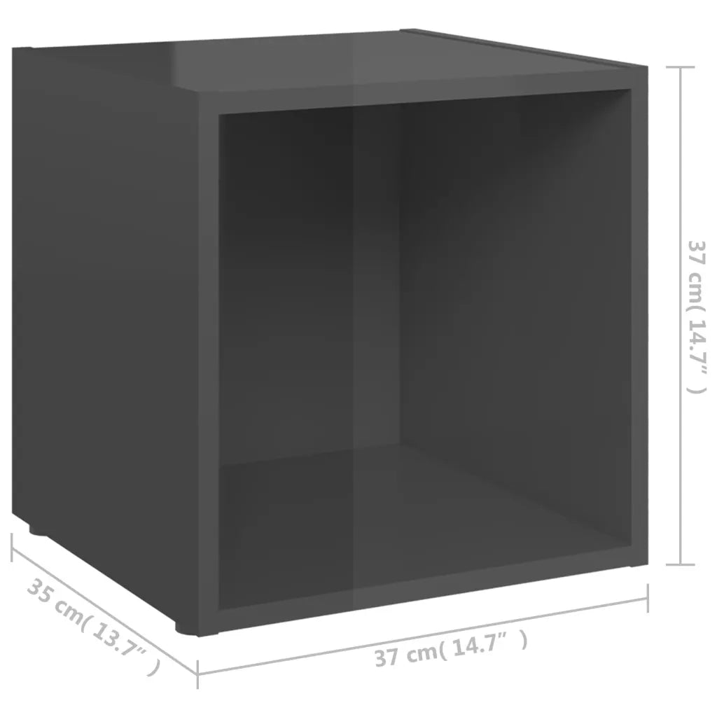 Mobili Porta TV 4pz-Credenza TV-Console TV Grigio Lucido 37x35x37 cm Legno Multistrato