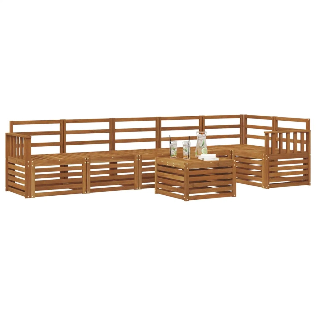 Set divano sezionale 7 pcs Naturale Legno di Acacia Massello