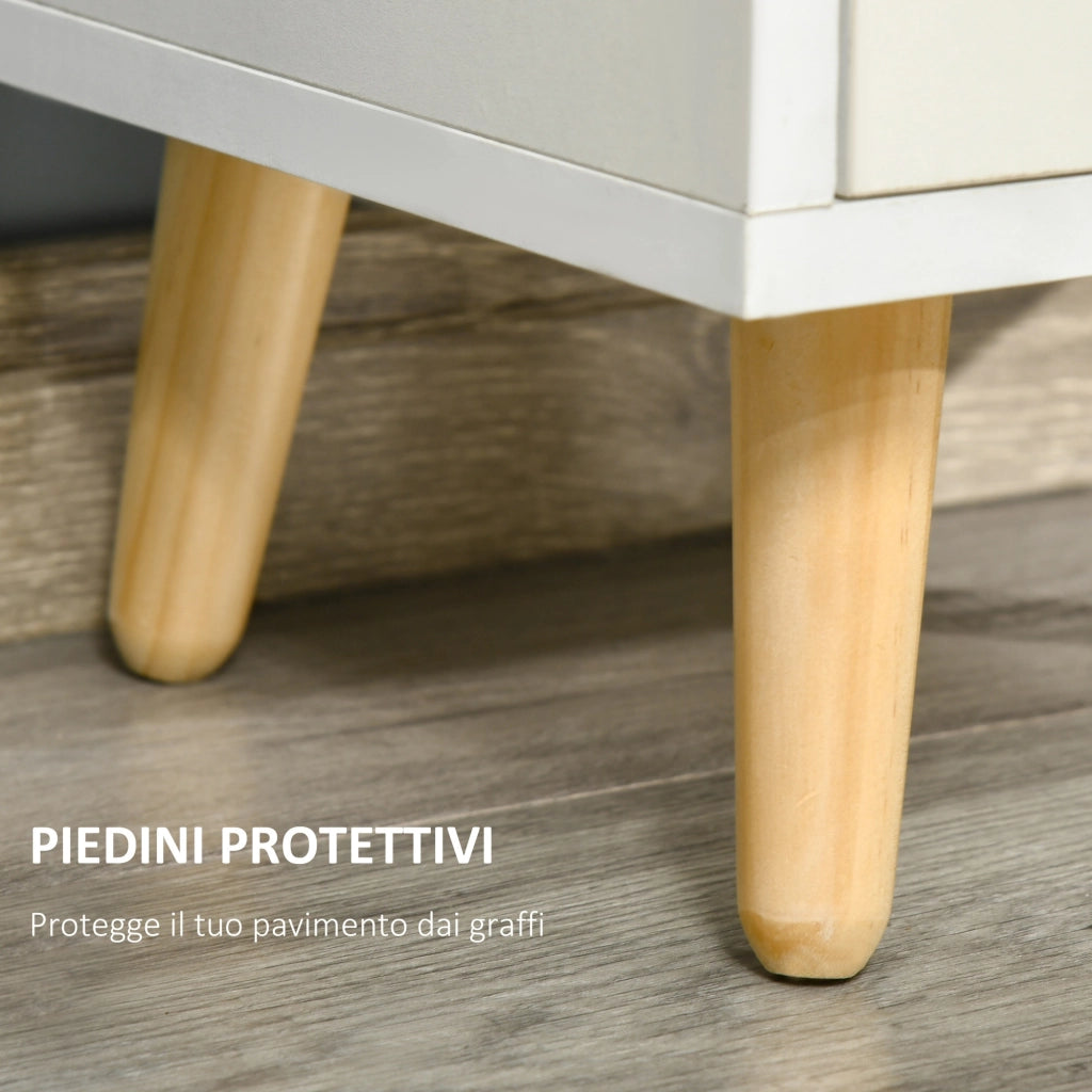 EasyComfort Scaffale Libreria con 3 Ripiani e 1 Armadietto in Legno, 40x30x129.5cm - Bianco