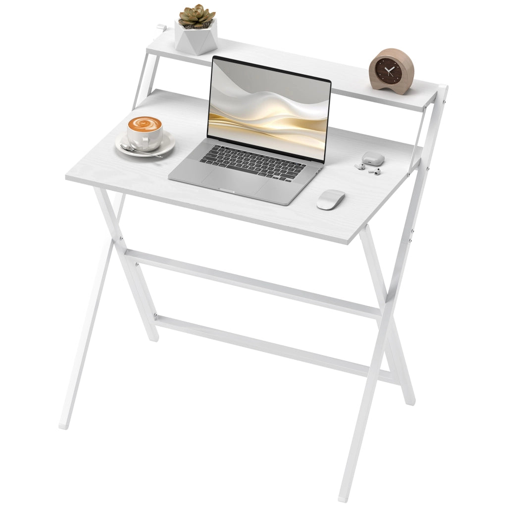 Scrivania pieghevole con scaffale ¨C zephmum ¨C bianco 75.5x50xHcm