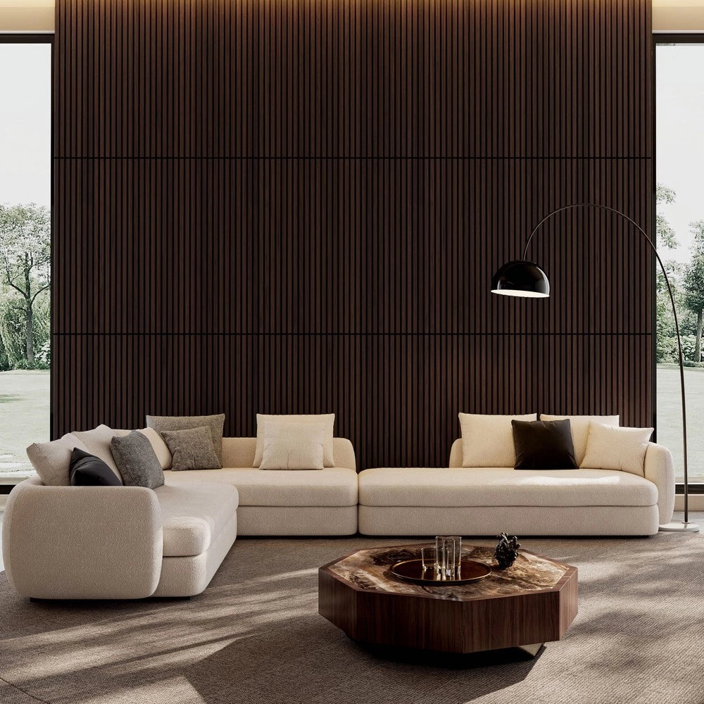 Pannelli Fonoassorbenti 3D Scanalati ¨C Xylo ¨C Legno Noce Scuro 115x60 cm