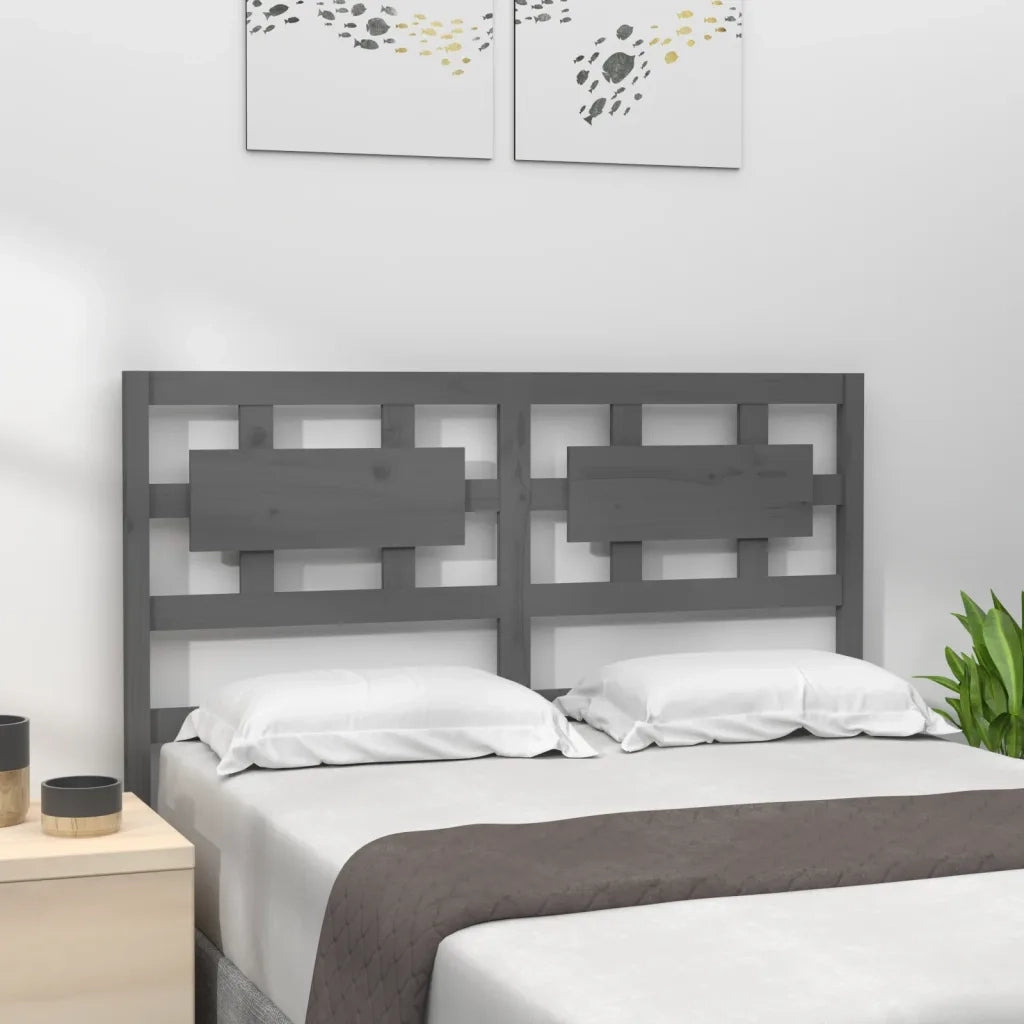 Testiera | Testata per Letto Grigia 125,5x4x100 cm Legno Massello di Pino