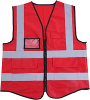 Vestone Multicolore Riflettente con Tasche - Alta Visibilità - Vestone da Costruzione - Striscia Argentea