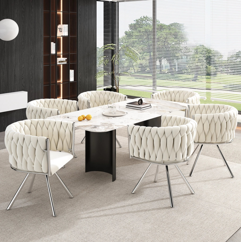 Set di 2 sedie da pranzo girevoli 62.23x60.96x57.15 cm in velluto beige; argento