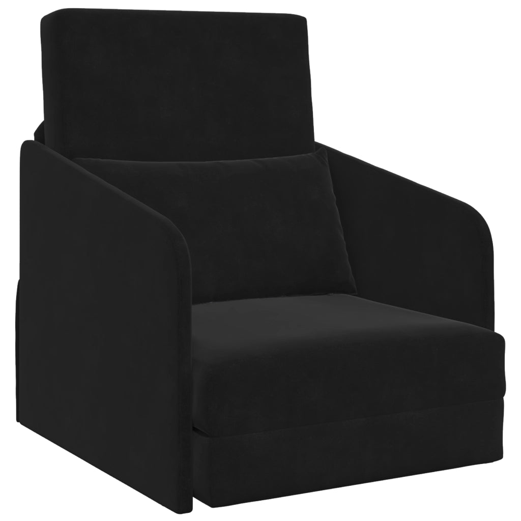 Divano Letto a Terra 2-in-1 Nero 65x80x83 cm in Velluto