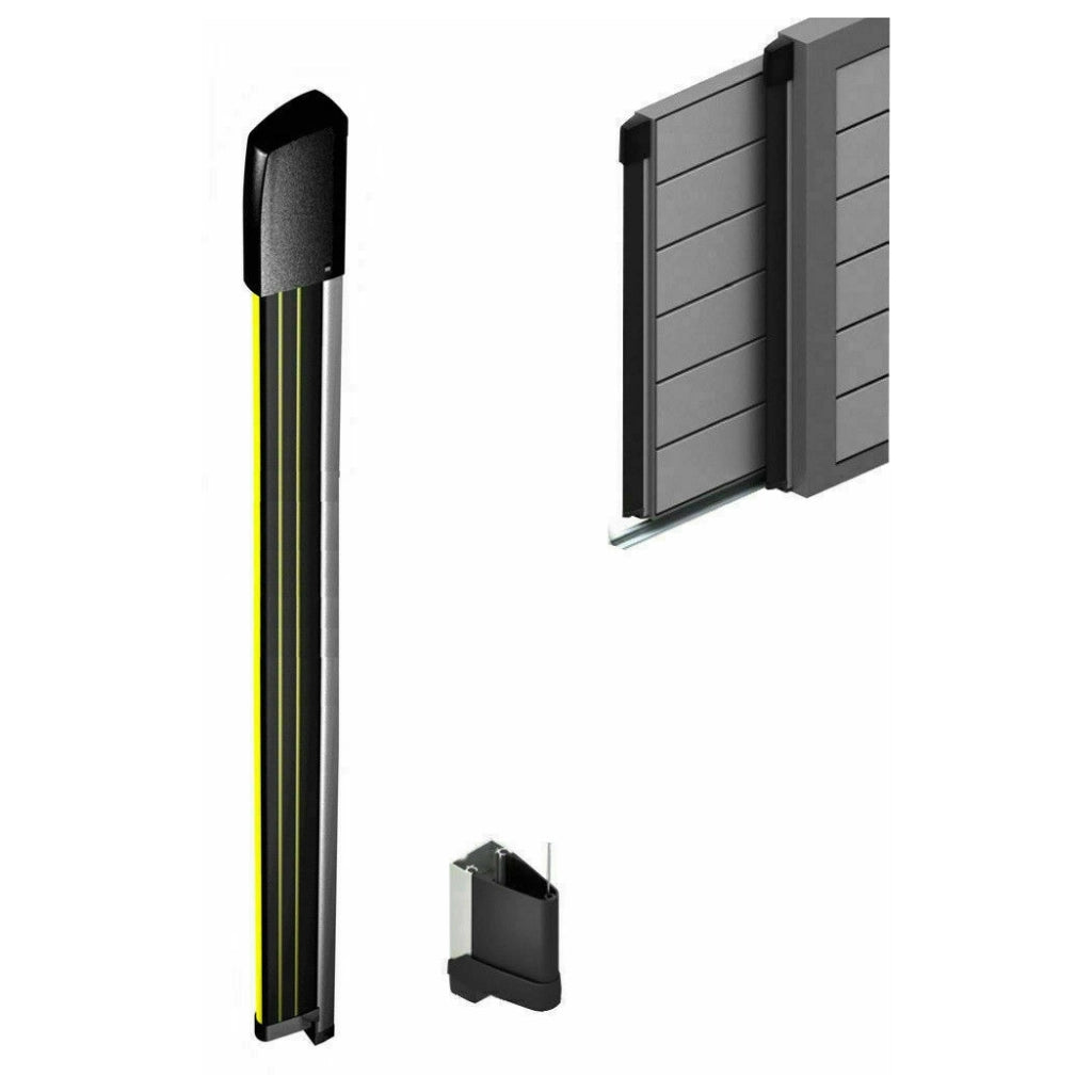 COSTA GOMMA NERO GIALLO DI SICUREZZA A FILO 200 CM MECCANICA BORDO SENSIBILE SET