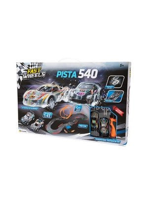 Pista elettrica ,Fast Wheels Pista 540 cm con doppio giro della morte e due veicoli inclusi,Giocheria,Eta 5+