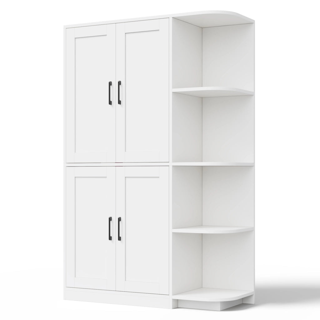 Armadio cucina alto con 4 ante e 4 vani aperti, ripiani regolabili, 103 × 40 × 163 cm, bianco