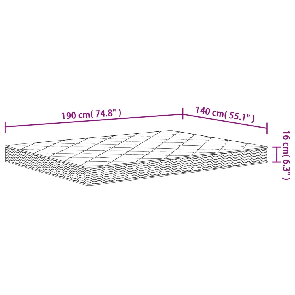 Materasso in Schiuma Mediamente Morbido-Materasso per Letto 140x190 cm 816067