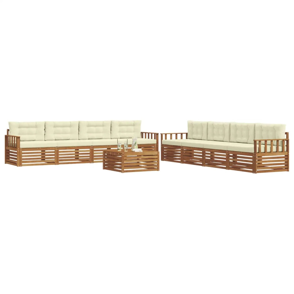Set di divani da esterno con cuscino 9 pcs Naturale e Crema 3373210