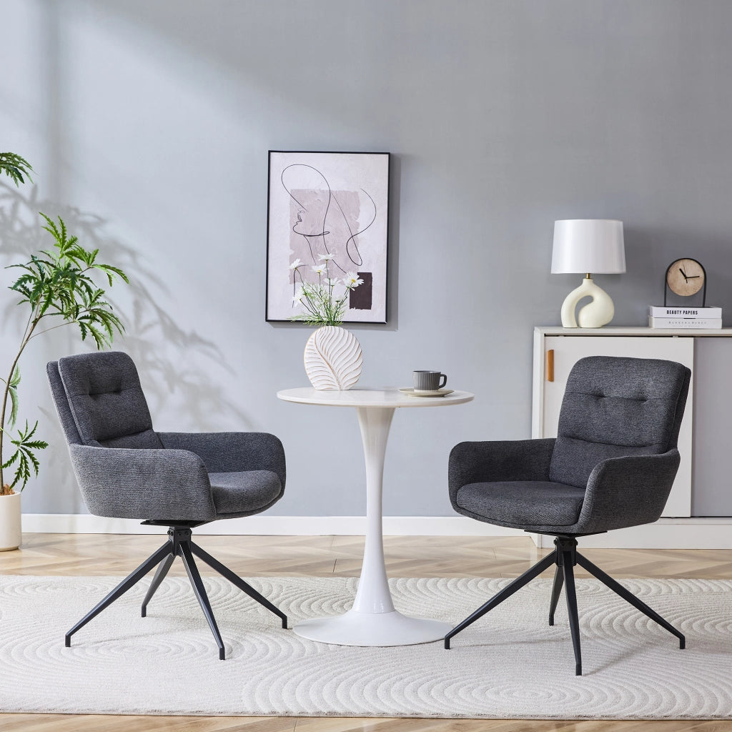 SEDIA Girevole 360° Set da 2 pezzi 85 cm Tessuto Grigio scuro e Metallo Nero