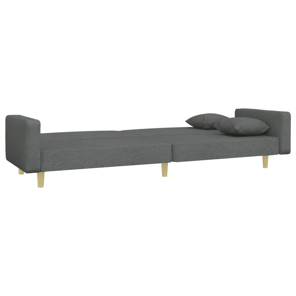 Divano Letto 2 Posti con Poggiapiedi-Sofa Letto 2 Posti-Daybed Grigio Scuro in Tessuto 390049