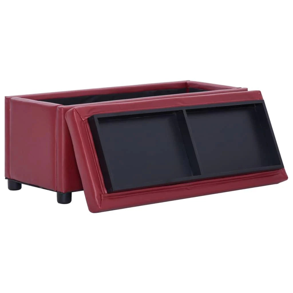 Panca/sgabello/contenitore ottomano 87 cm materiale sintetico rosso bordeaux 3002087