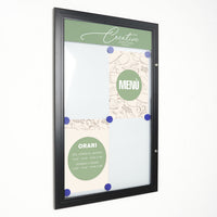 Bacheca con Apertura a Battente 51,5x79,0x2,3 cm in Alluminio Nera