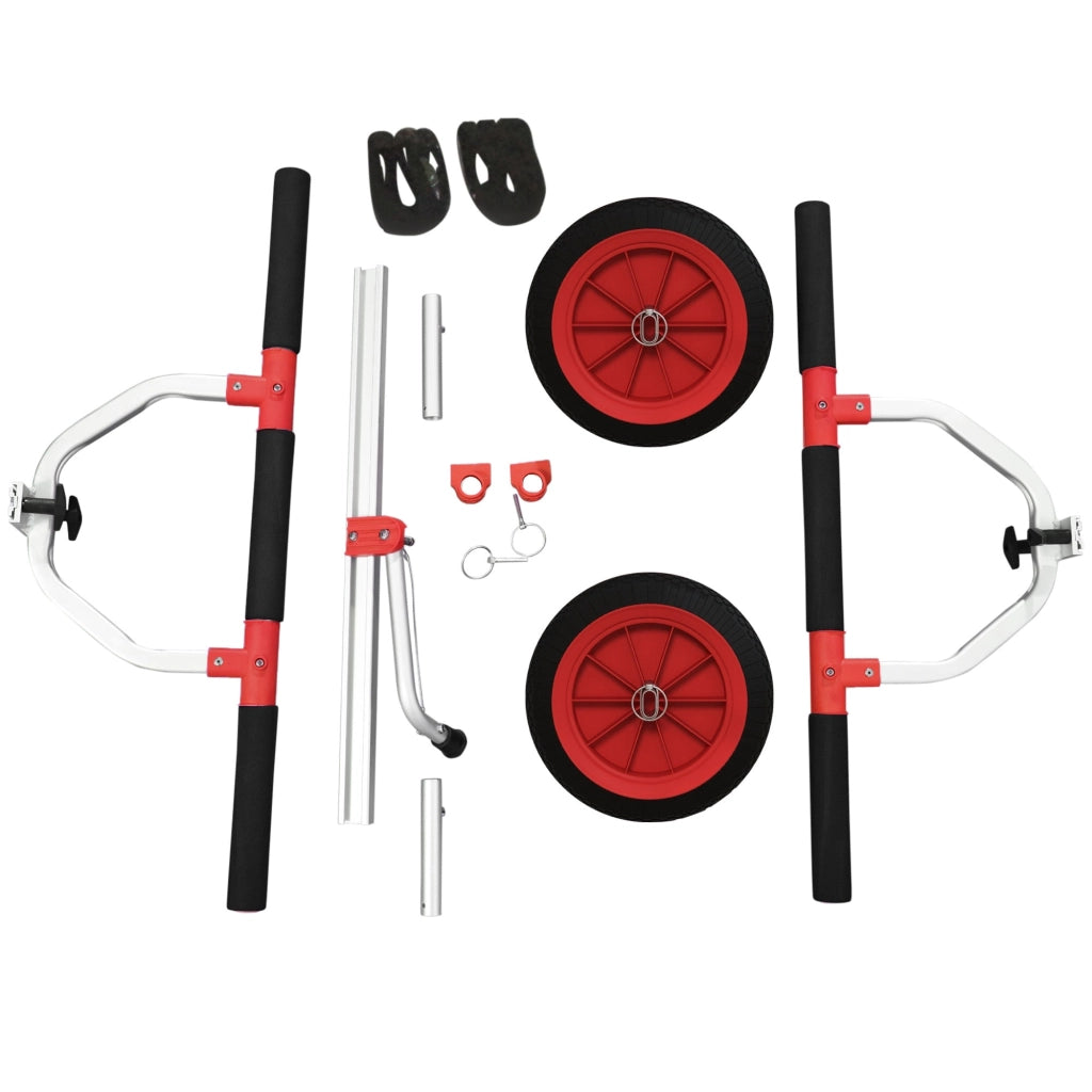 Carrello per Kayak e SUP Max 100 kg Larghezza Regolabile e Ruote Ø25 cm in Alluminio Nero