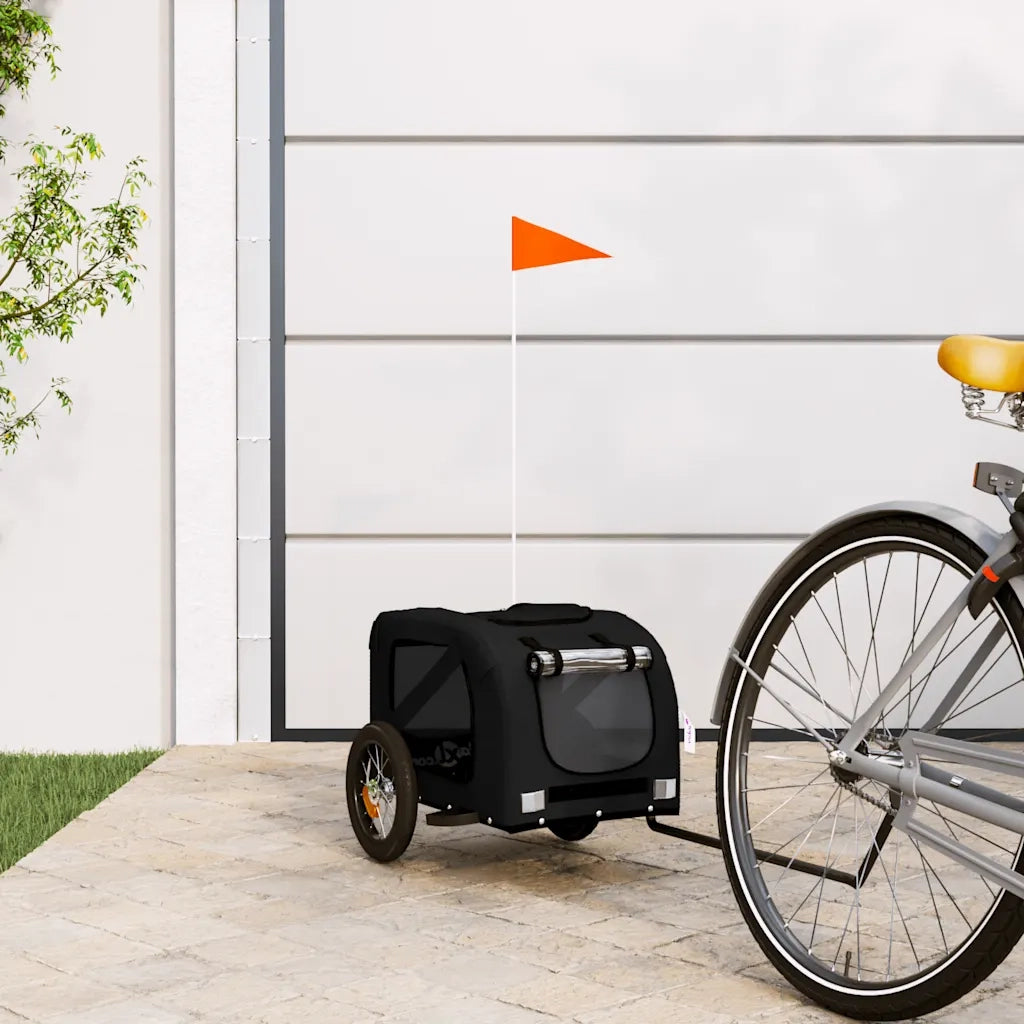 Rimorchio da Bici per Animali Nero Oxford e Ferro CFW3870653