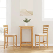 Sgabelli da Bar con Cuscini 2pz Naturale Legno Massello Hevea