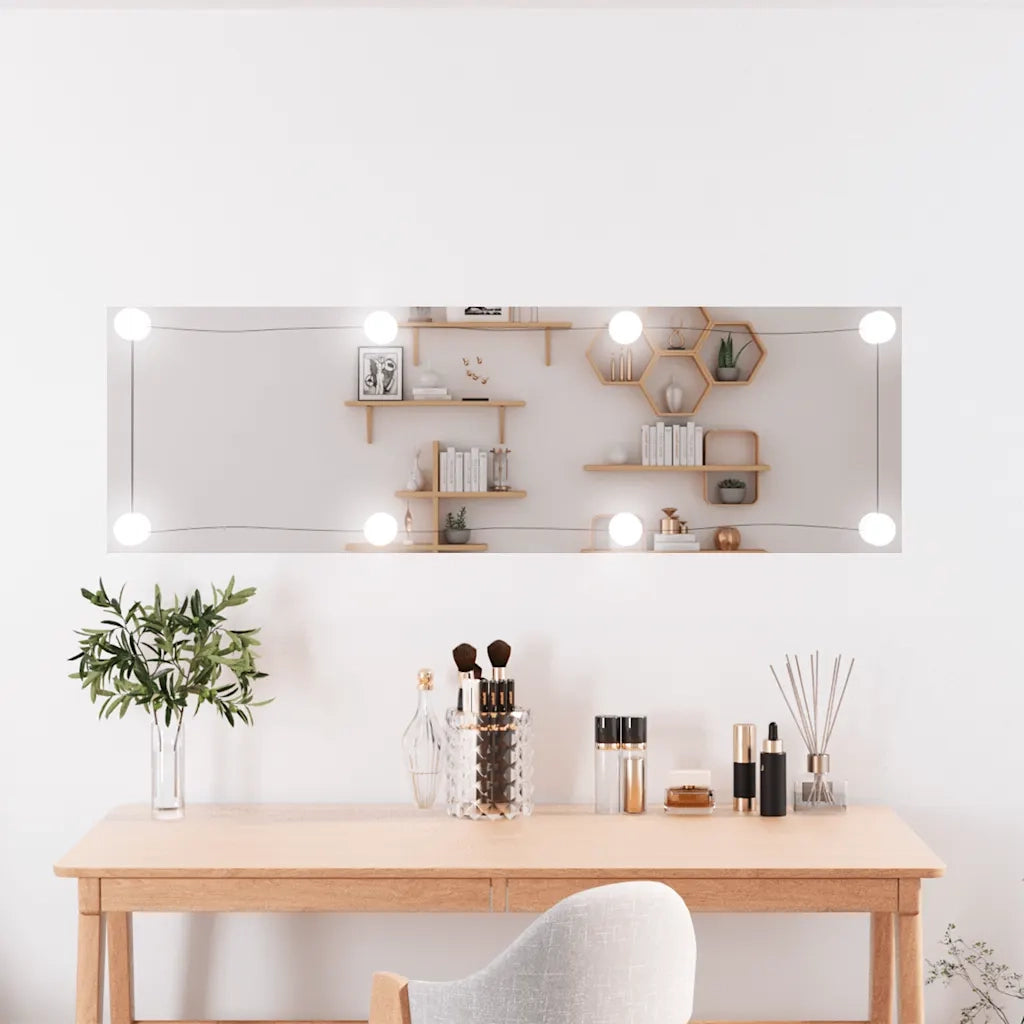 Specchio da Parete con Luci LED 30x100 cm Vetro Rettangolarecod mxl 114597