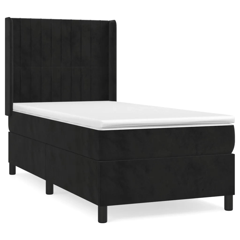 Giroletto a Molle con Materasso Nero 90x200 cm in Velluto 3132779