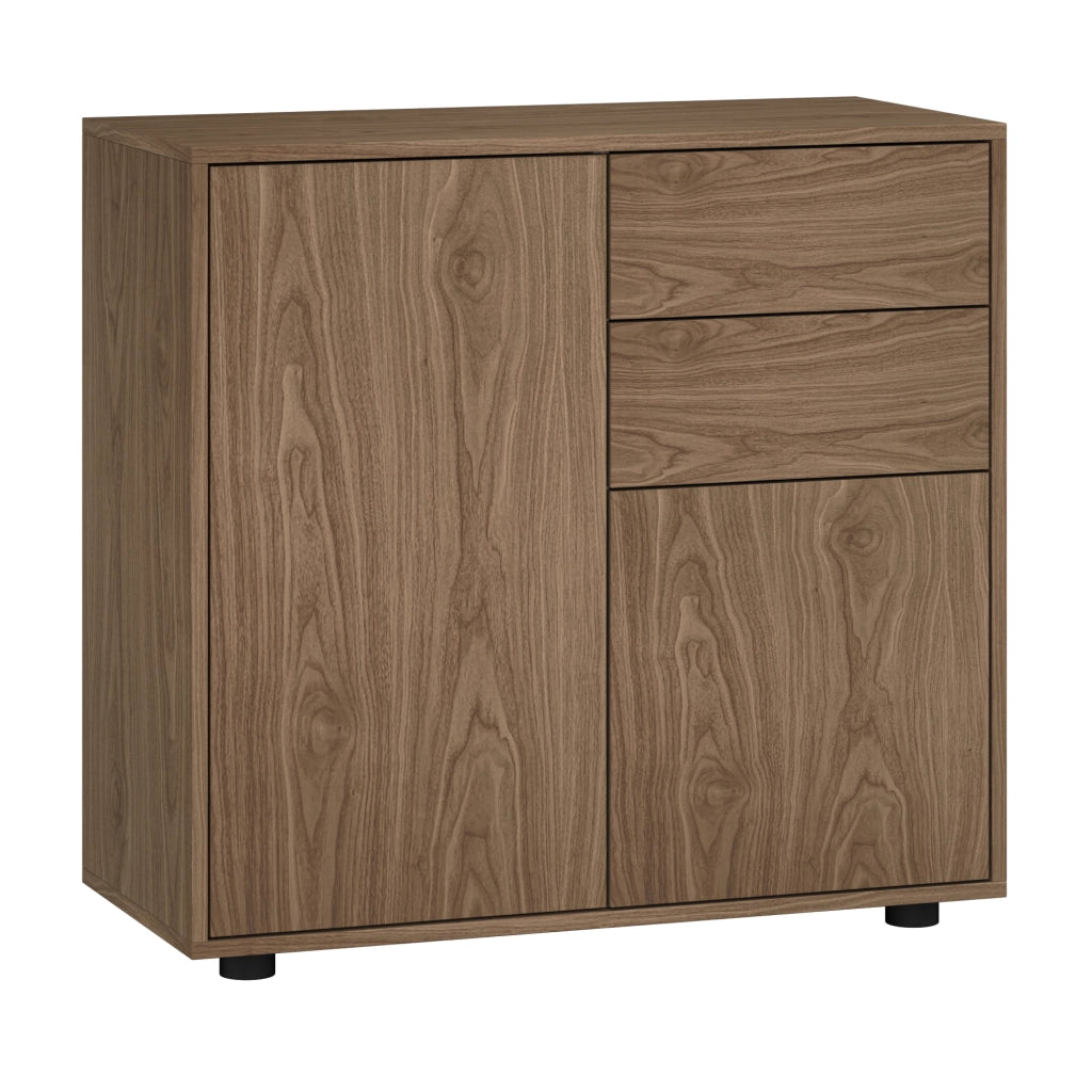 Comò Paarl con 2 Ante e 2 Cassetti 74x79x36 cm - Effetto Noce [en.casa]