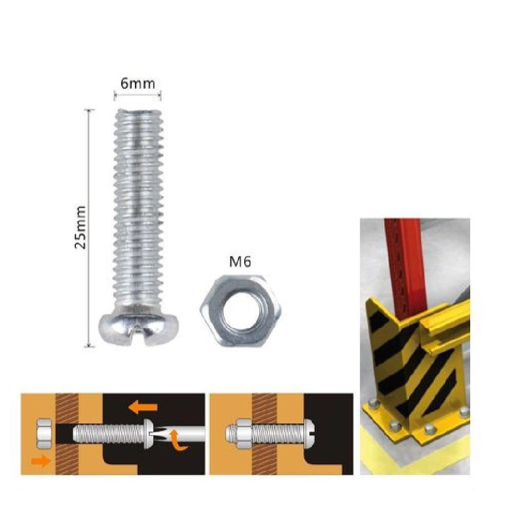 Trade Shop - Set 8 Pz Viti Vite Testa A Croce Tonda 6x25mm Con Dadi Dado Esagonale M6 90977 -
