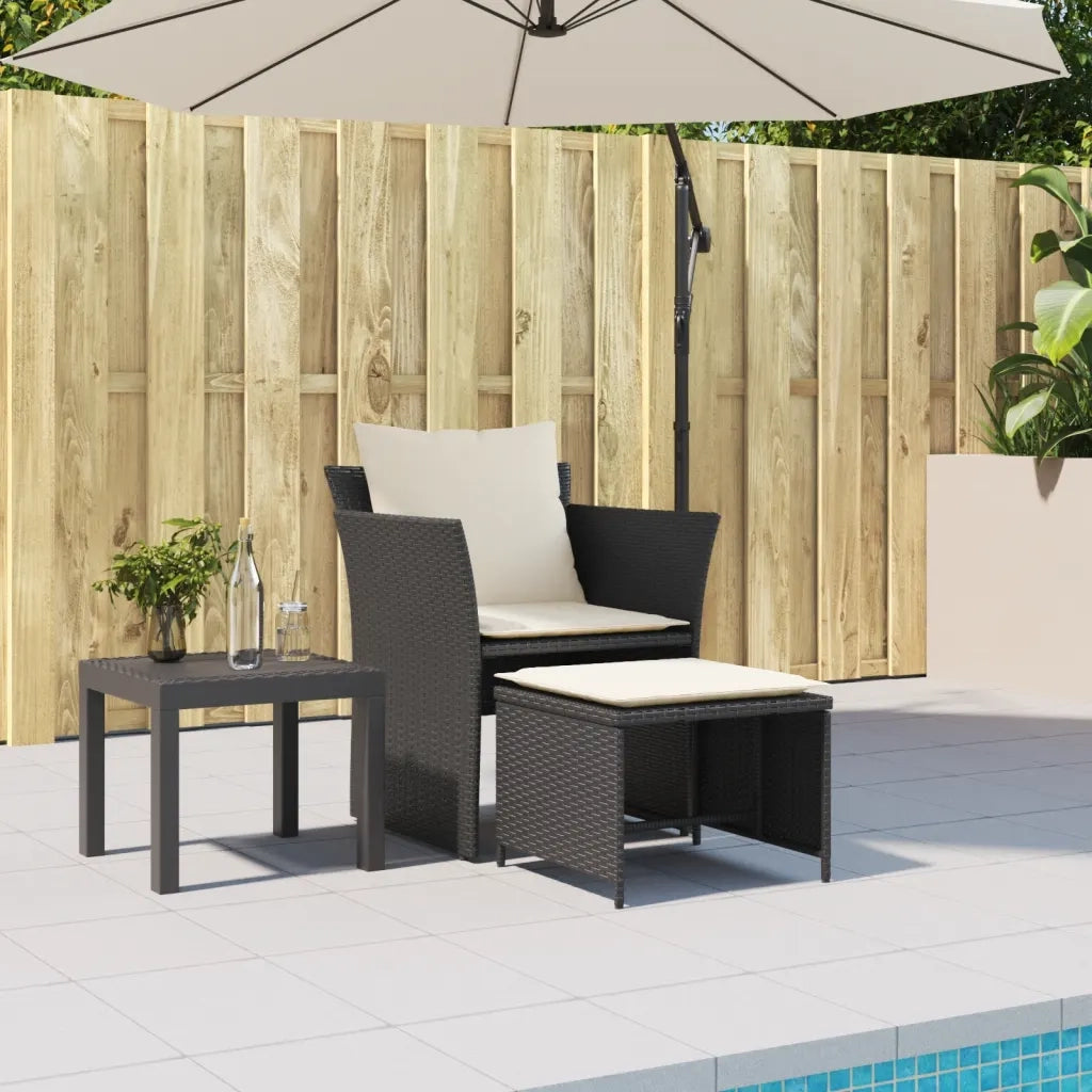 Poltrona da Giardino con Poggiapiedi in Polyrattan Nero CFW5742401