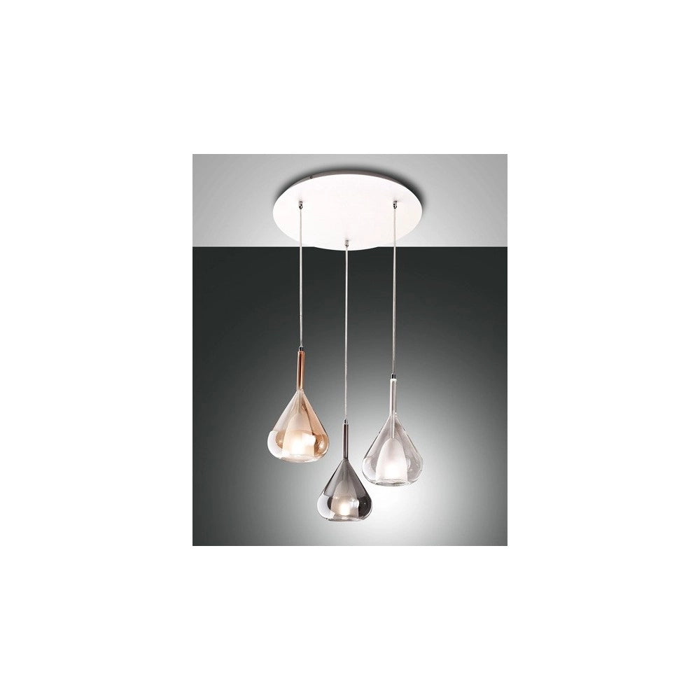 Lampadario a sospensione Lila a Led in metallo e vetro borosilicato 3481-47-297 Fabas Luce