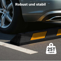 Delimitatore di parcheggio, 2 battiruota in gomma 1200x150x100mm con fasce rifrangenti, Fermaruota