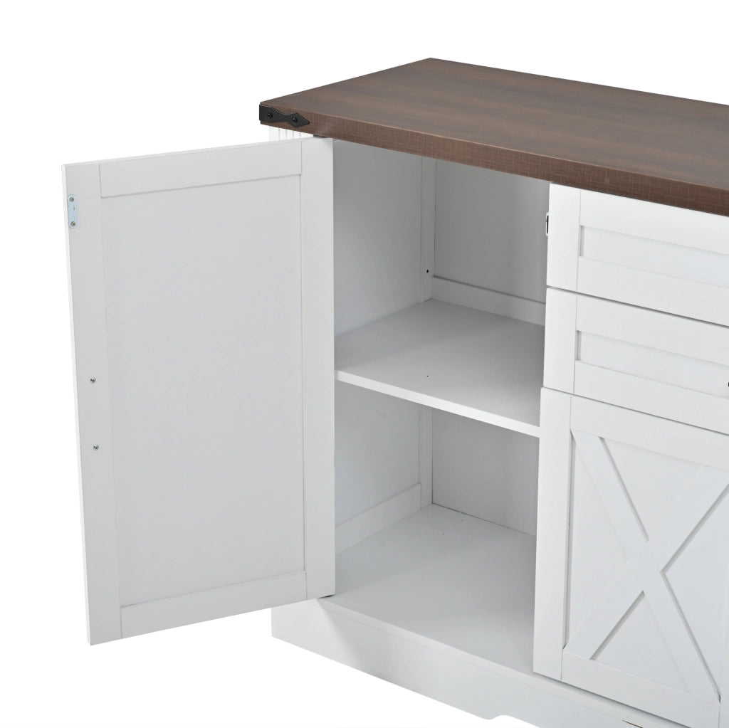 Sideboard bianco con 4 ante e 2 cassetti, piano di appoggio 160 cm