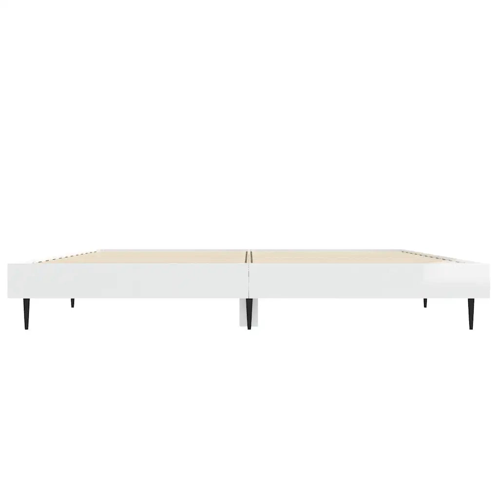Letto matrimoniale | Letto per adulti | Giroletto Bianco Lucido 140x190 cm in Legno Multistrato