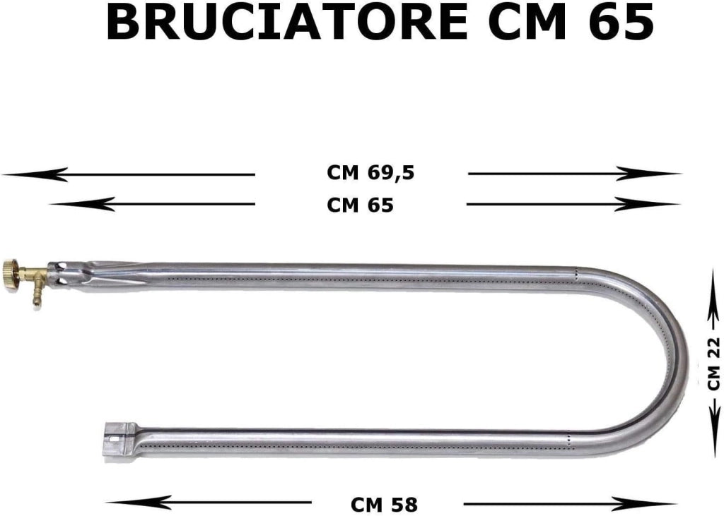 Bruciatore a gas per pietra lavica pietra ollare 69,5x22 a gas GPL cm curvo a U
