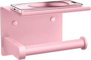 Sostegno per carta igienica con ripiano per telefono - dispenser multifunzionale - 1 pezzo - rosa blush - acciaio inossidabile