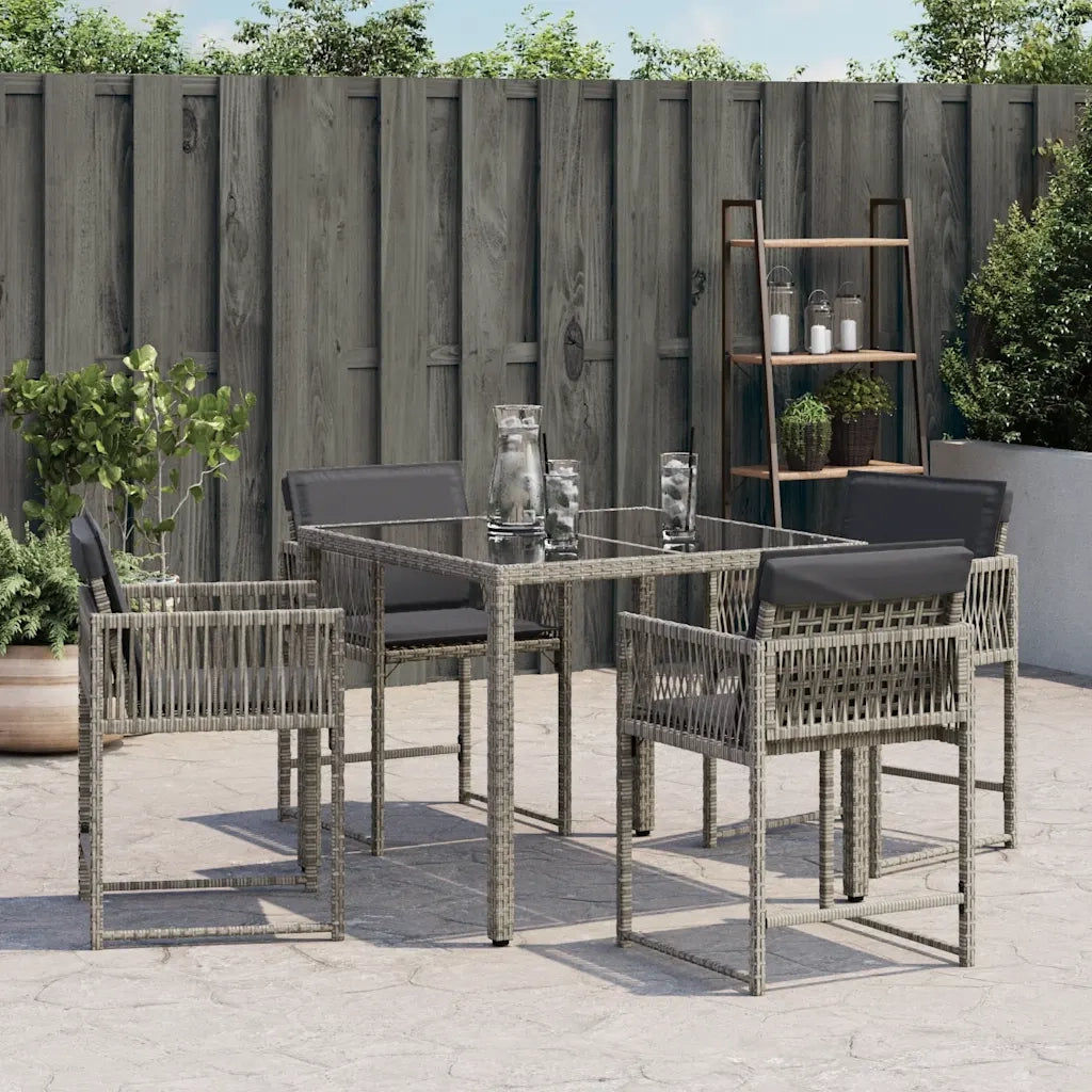 Sedie da Giardino con Cuscini 4pz Grigio in Polyrattan 365019