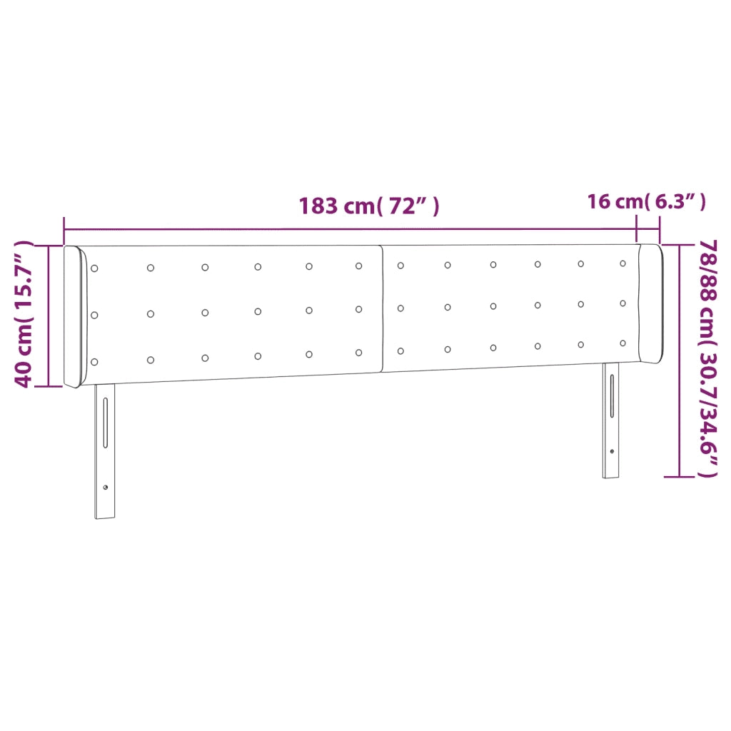Testiera ad Orecchio Grigio Scuro 183x16x78/88 cm in Tessuto 3119217