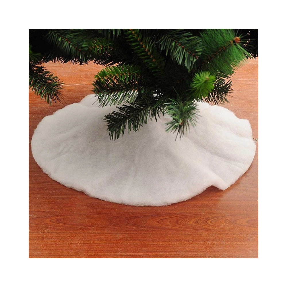 Trade Shop - Tappeto Per Albero Di Natale Spugna Bianco Diametro 90cm Decorazioni Natalizie -