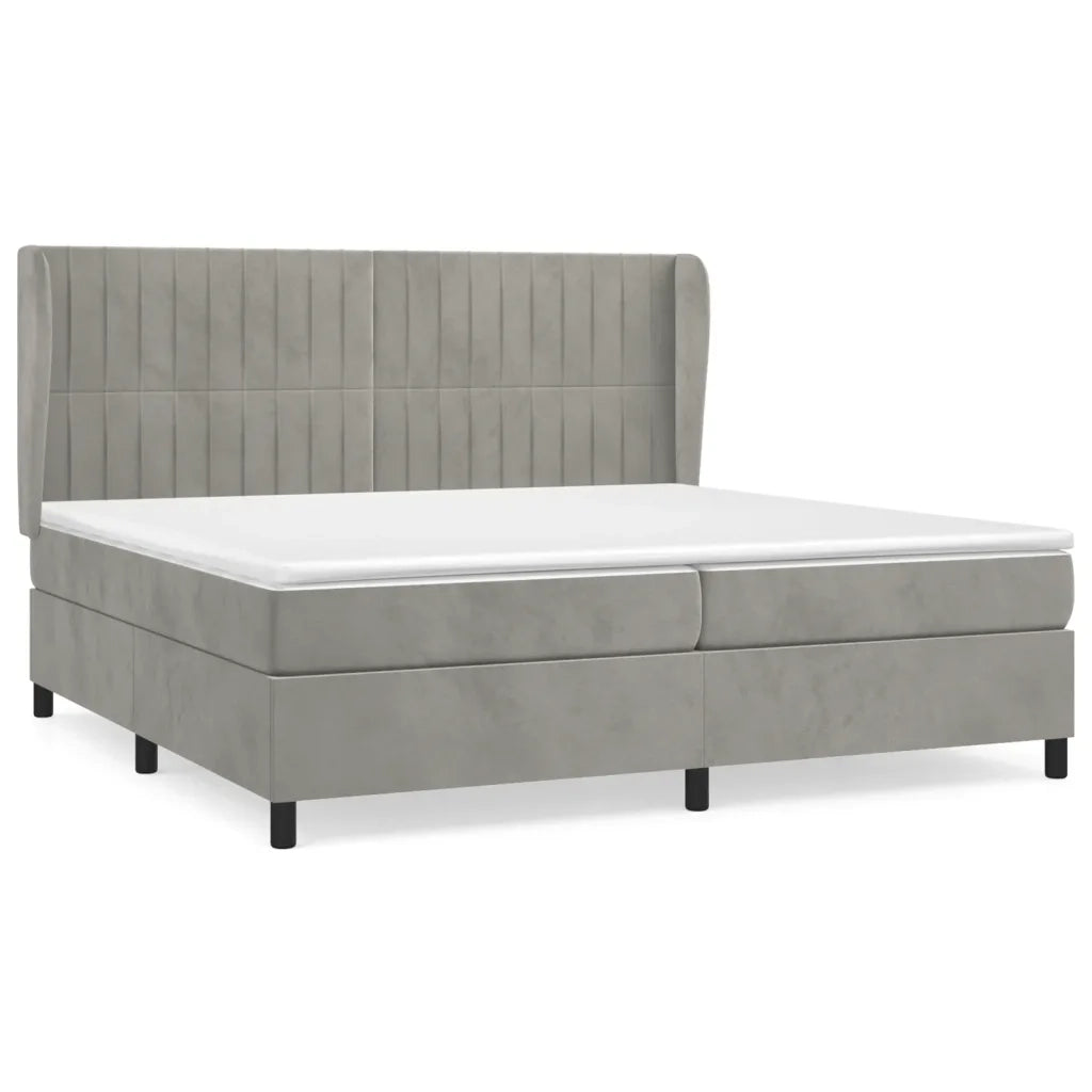 Giroletto a Molle con Materasso Grigio Chiaro 200x200cm Velluto cod mxl 61649