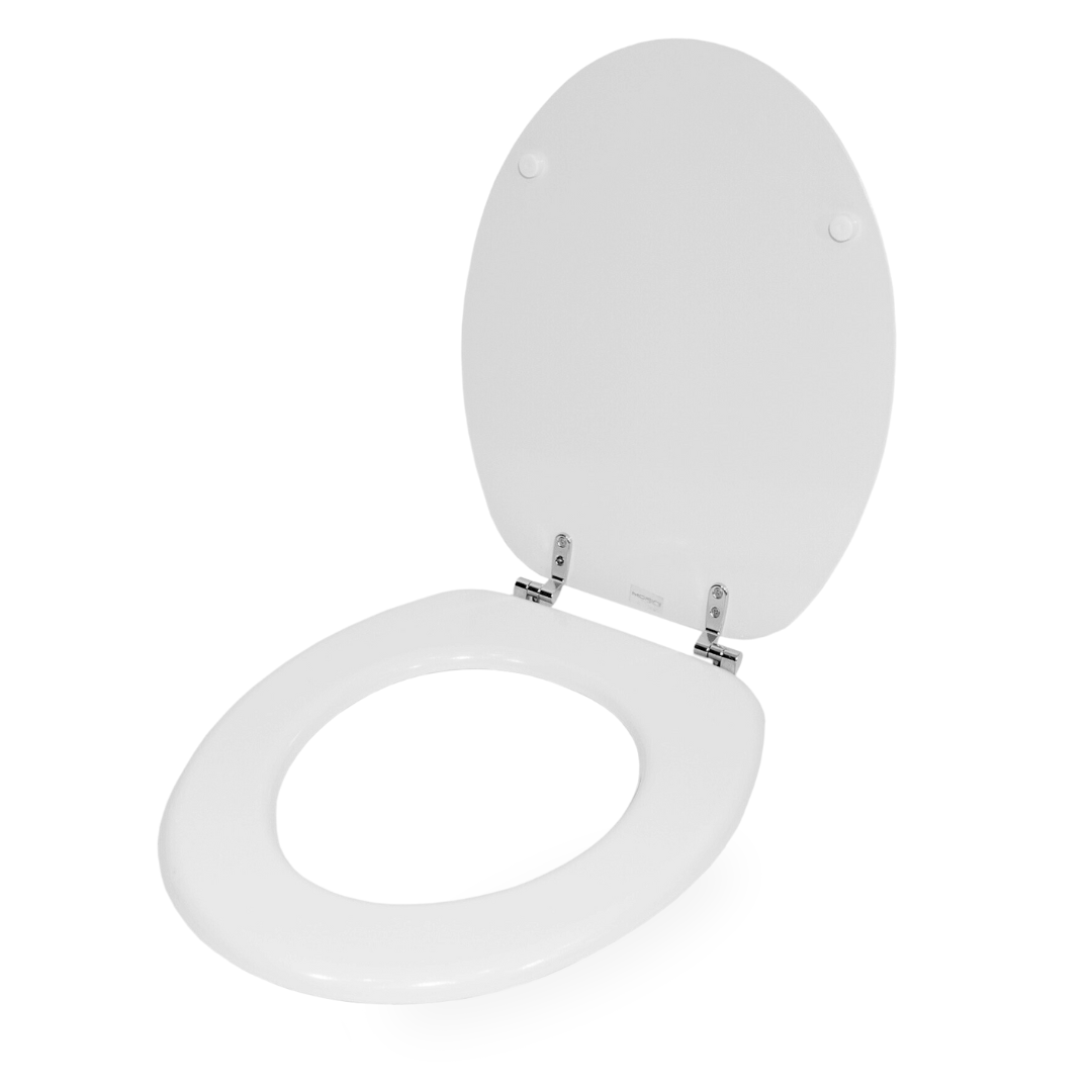 Sedile wc copri water tavoletta vaso universale bianco mdf legno pesante cerniere metallo bagno *** pezzi 1