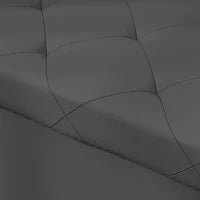 Panca Contenitore Pieghevole da 84L, Coperchio Imbottito e Rivestimento Finta Pelle, 76x38x38cm, Grigio